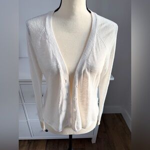 The Limited Cream Lightweight Button-Front Cardigan